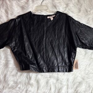 Forever 21 Black Faux Leather Crop Top